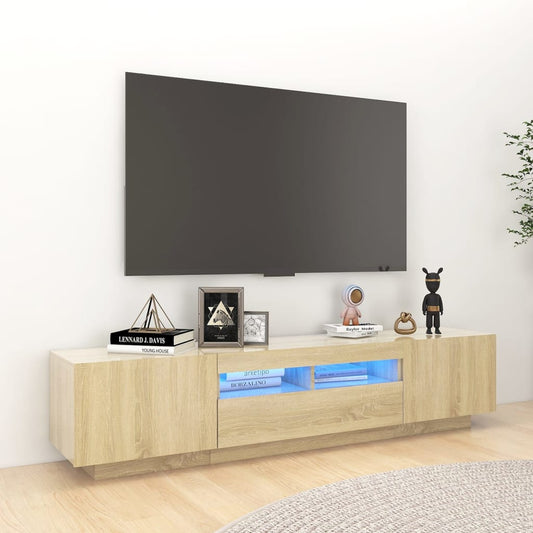 TV sideboard with LED lights, sonoma oak, 180x35x40 cm