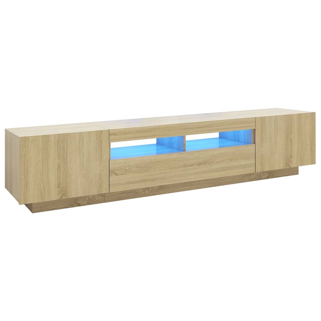 TV sideboard with LED lights, sonoma oak, 200x35x40 cm