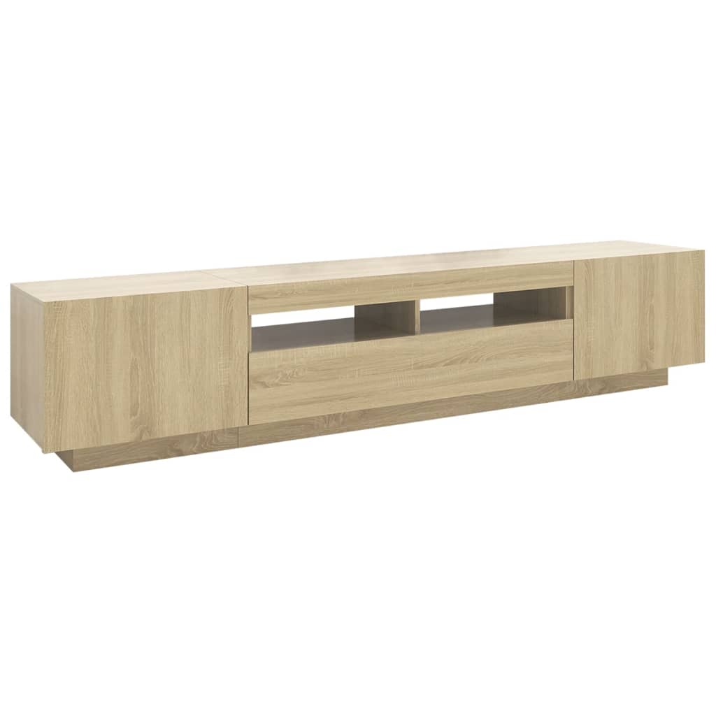 TV sideboard with LED lights, sonoma oak, 200x35x40 cm