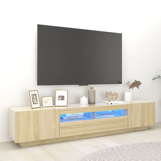 TV sideboard with LED lights, sonoma oak, 200x35x40 cm