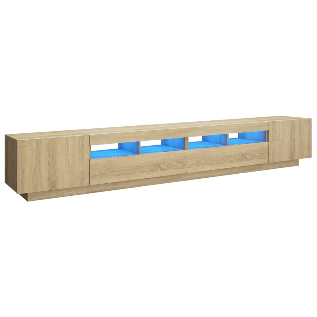 TV cabinet with LED lights, Sonoma oak, 260x35x40 cm
