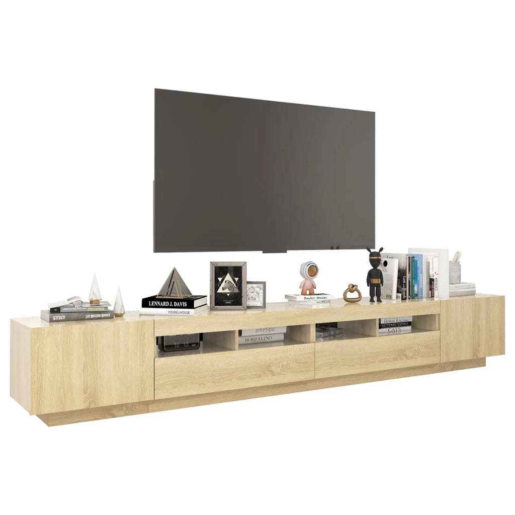 TV cabinet with LED lights, Sonoma oak, 260x35x40 cm