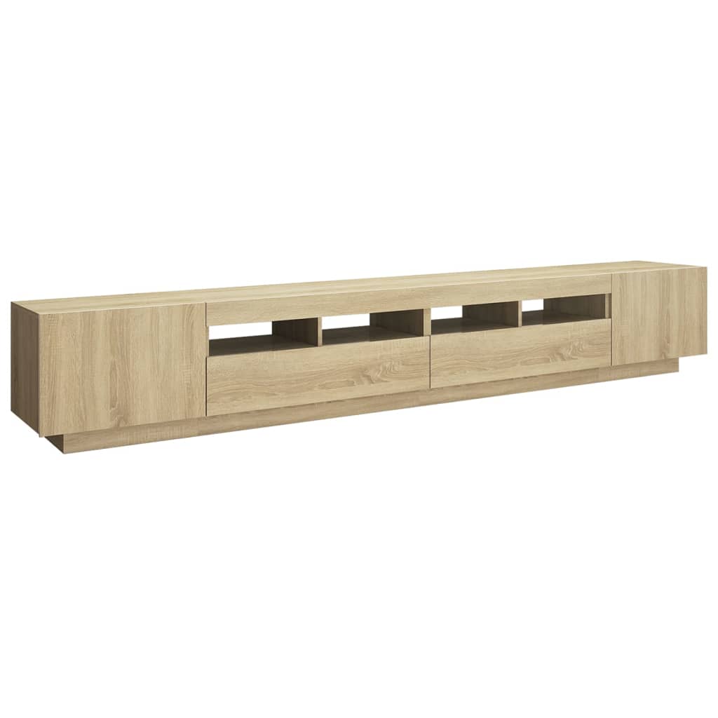 TV cabinet with LED lights, Sonoma oak, 260x35x40 cm