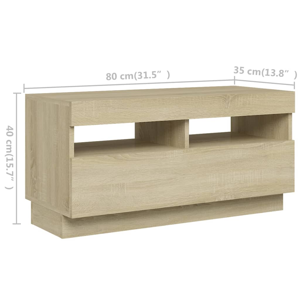 TV cabinet with LED lights, Sonoma oak, 260x35x40 cm