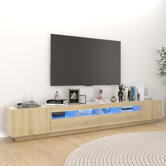 TV cabinet with LED lights, Sonoma oak, 260x35x40 cm