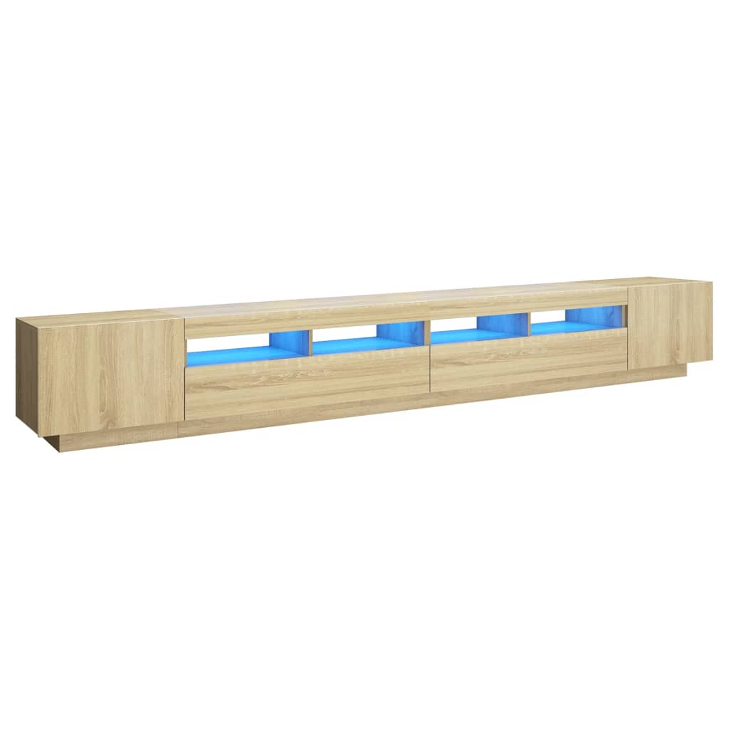 TV sideboard with LED lights, sonoma oak, 300x35x40 cm