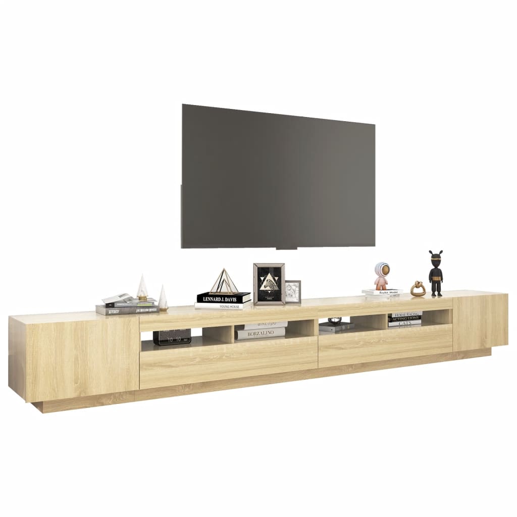 TV sideboard with LED lights, sonoma oak, 300x35x40 cm