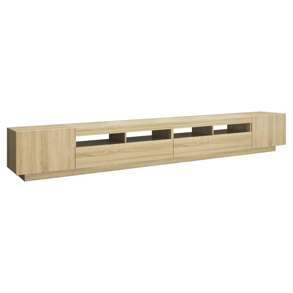 TV sideboard with LED lights, sonoma oak, 300x35x40 cm