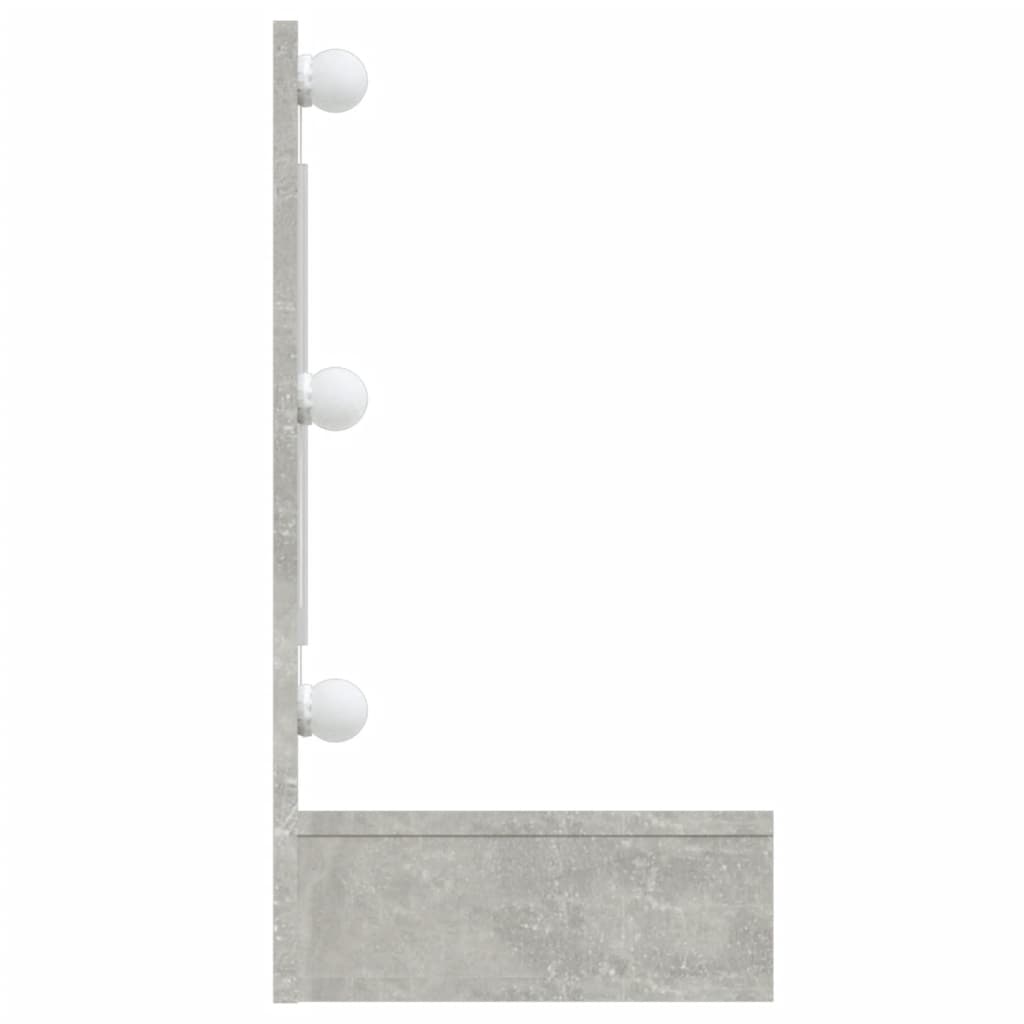 Cabinet with mirror and LED, concrete grey, 90x31.5x62 cm