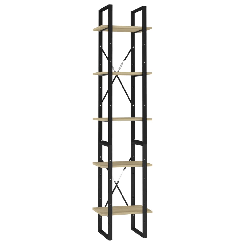 Bibliotecă 5 rafturi stejar sonoma 40x30x175 cm, lemn prelucrat