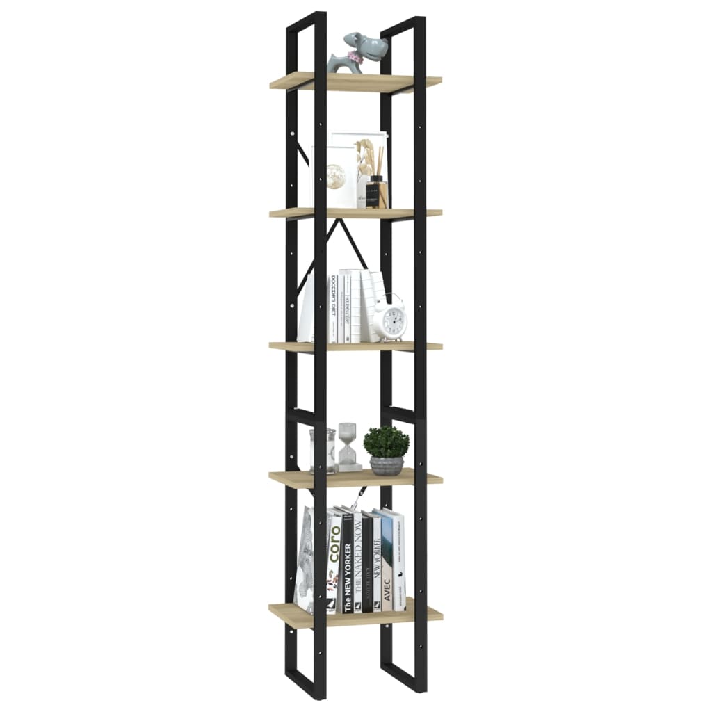 Bibliotecă 5 rafturi stejar sonoma 40x30x175 cm, lemn prelucrat