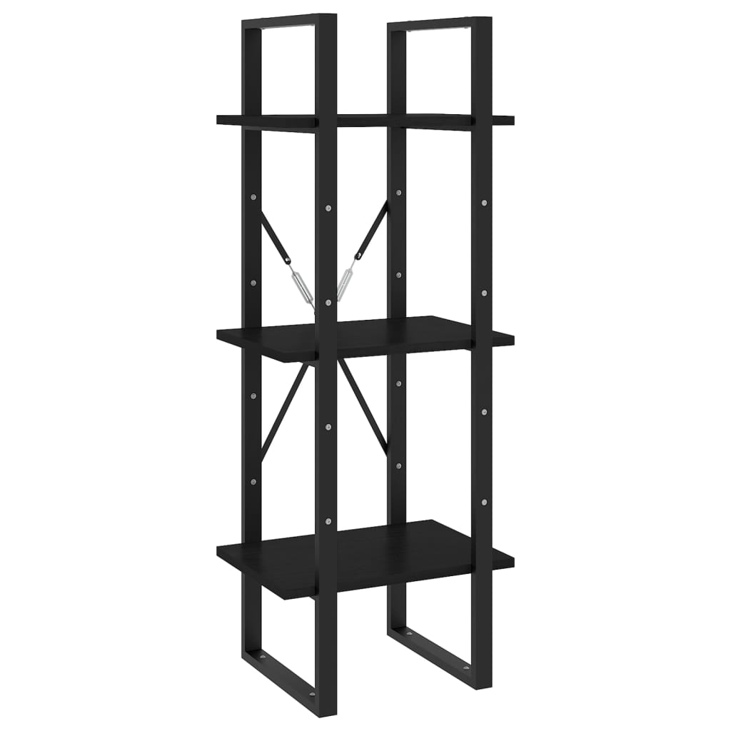 Bibliotecă cu 5 rafturi, negru, 40x30x175 cm, lemn de pin