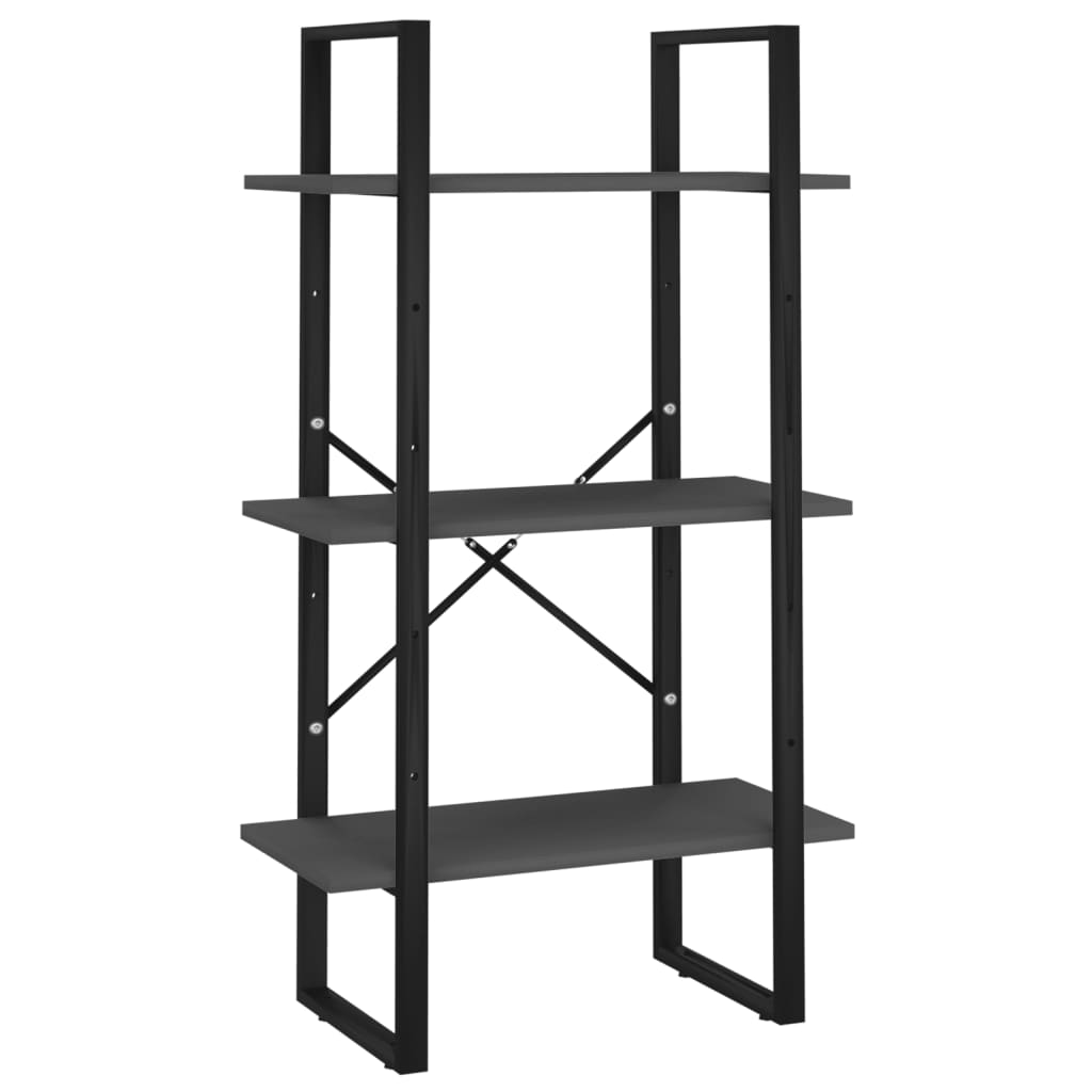 Bibliotecă cu 5 rafturi, gri, 60x30x175 cm, lemn prelucrat
