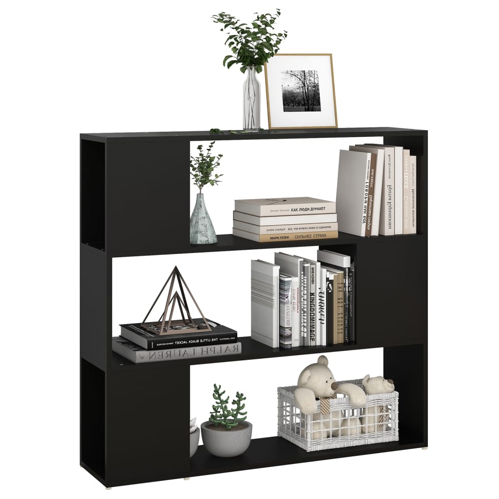 Bibliotecă/Separator cameră, negru, 100x24x94 cm