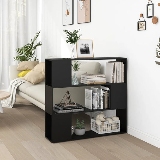 Bibliotecă/Separator cameră, negru, 100x24x94 cm