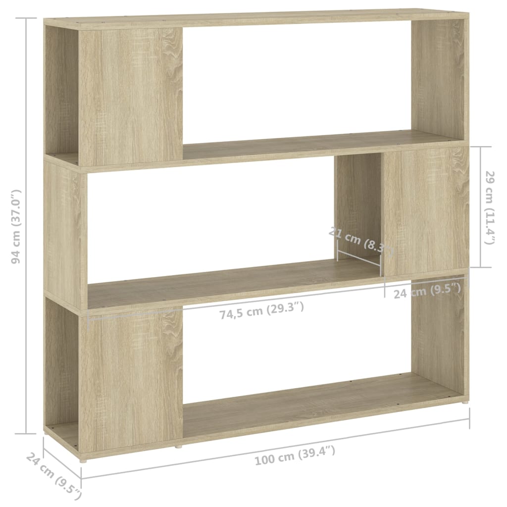 Bibliotecă/Separator cameră, stejar sonoma, 100x24x94 cm