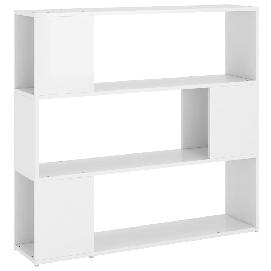 Bookcase/Room divider, extra-glossy white, 100x24x94 cm