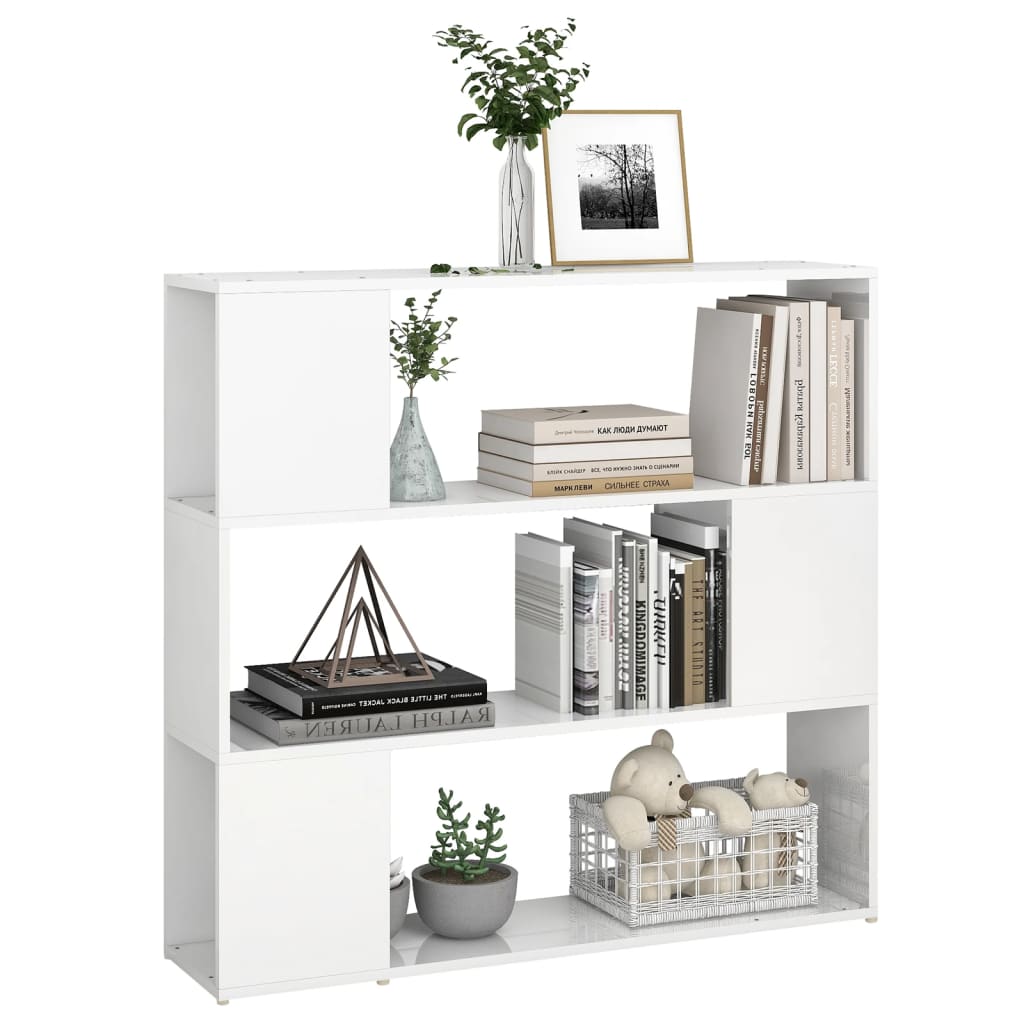 Bookcase/Room divider, extra-glossy white, 100x24x94 cm