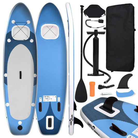 Inflatable paddleboarding board set, blue, 300x76x10 cm