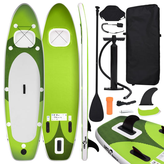 Inflatable paddleboarding board set, green, 300x76x10 cm