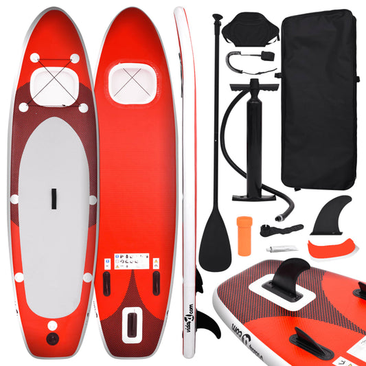 Set of inflatable paddleboarding board, red, 330x76x10 cm