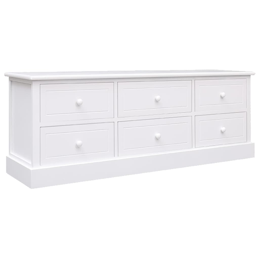 Comodă TV, alb, 108x30x40 cm, lemn masiv de paulownia