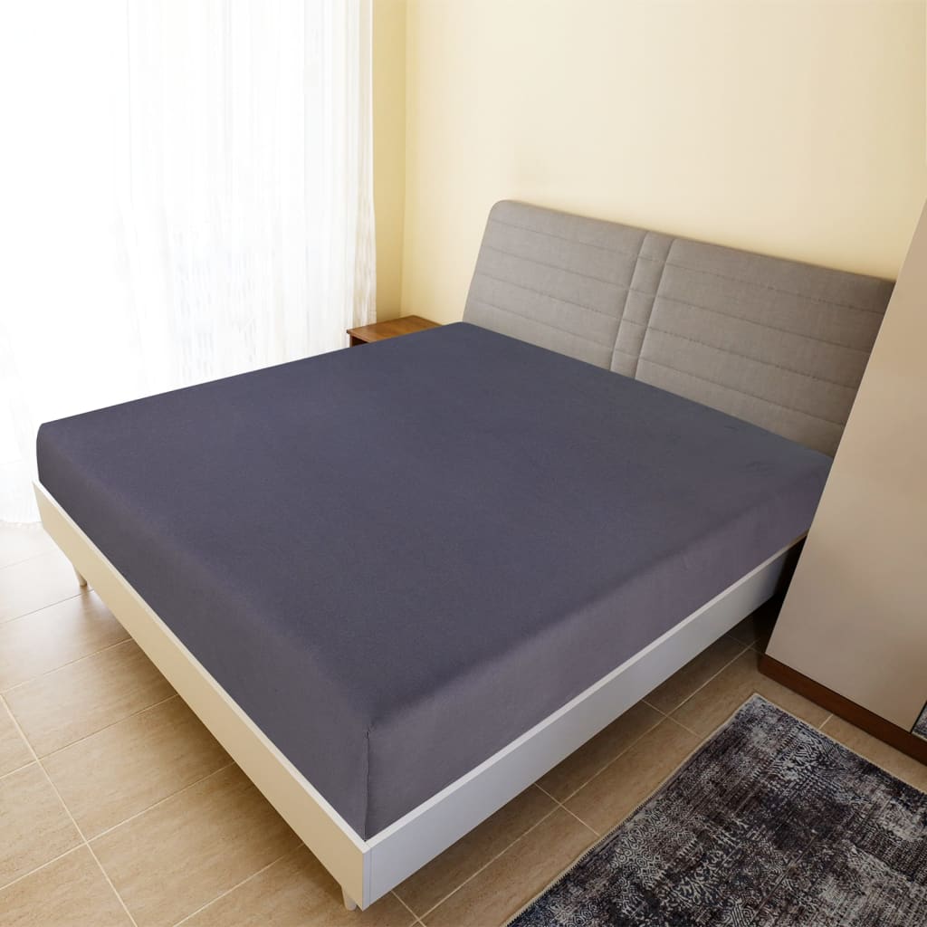 Bed sheet with elastic, 2 pcs., anthracite, 140x200 cm, cotton
