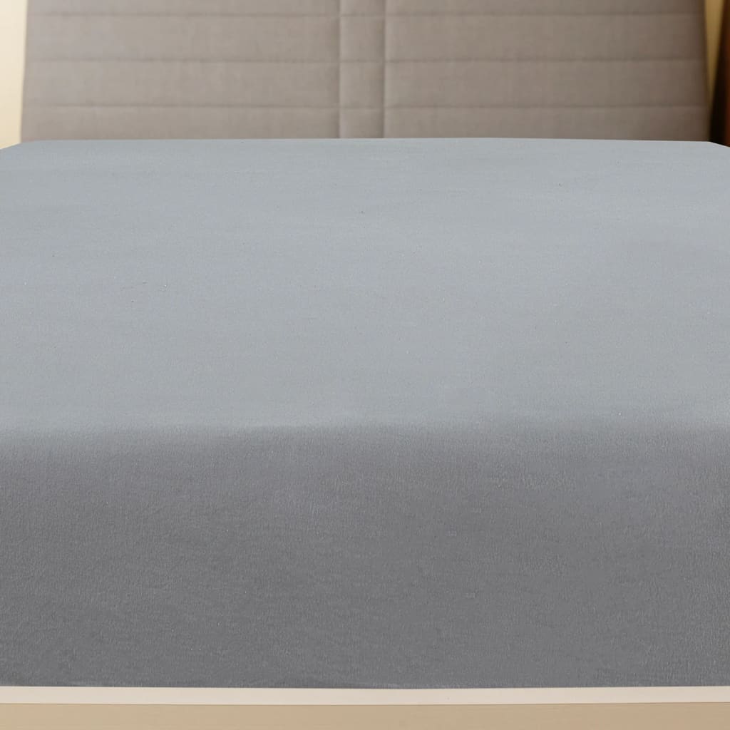 Bed sheet with elastic, 2 pcs., gray, 140x200 cm, cotton