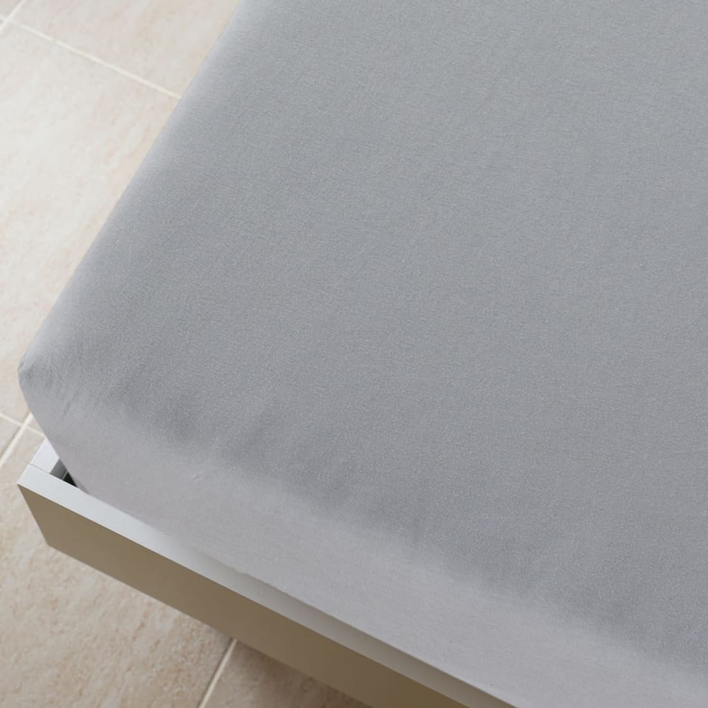Bed sheet with elastic, 2 pcs., gray, 140x200 cm, cotton