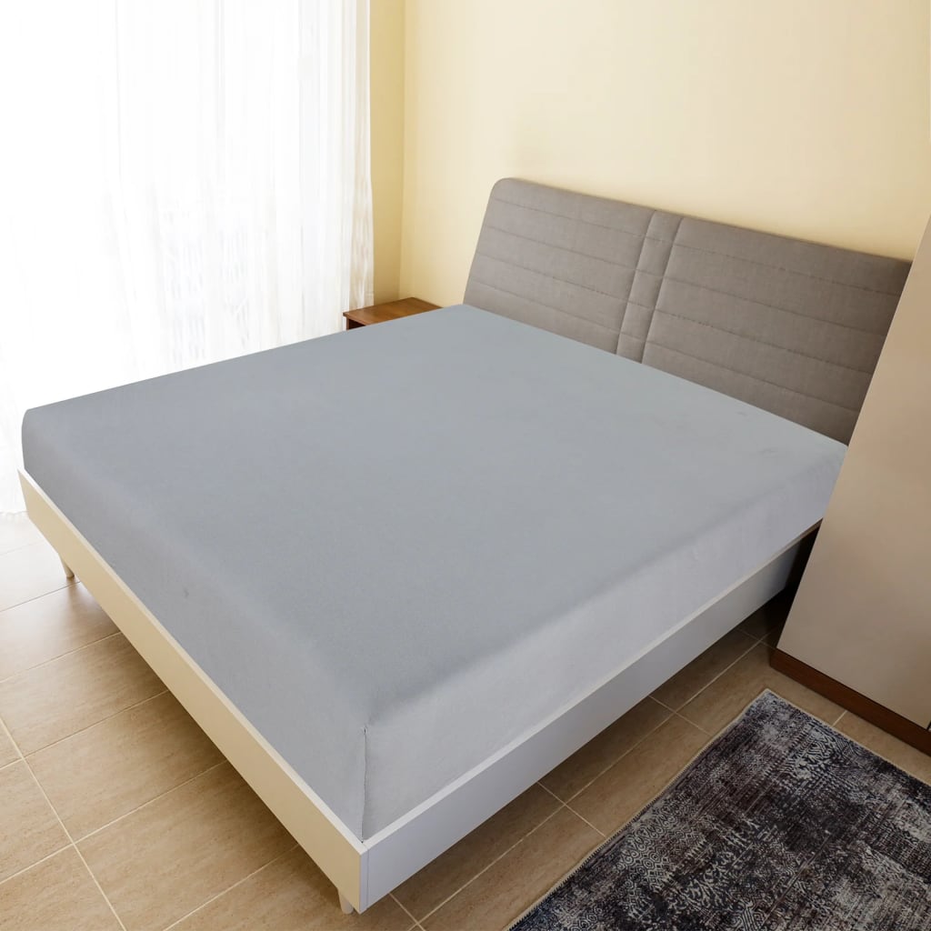 Bed sheet with elastic, 2 pcs., gray, 140x200 cm, cotton