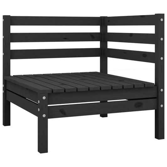 Garden corner sofa, black, solid pine wood