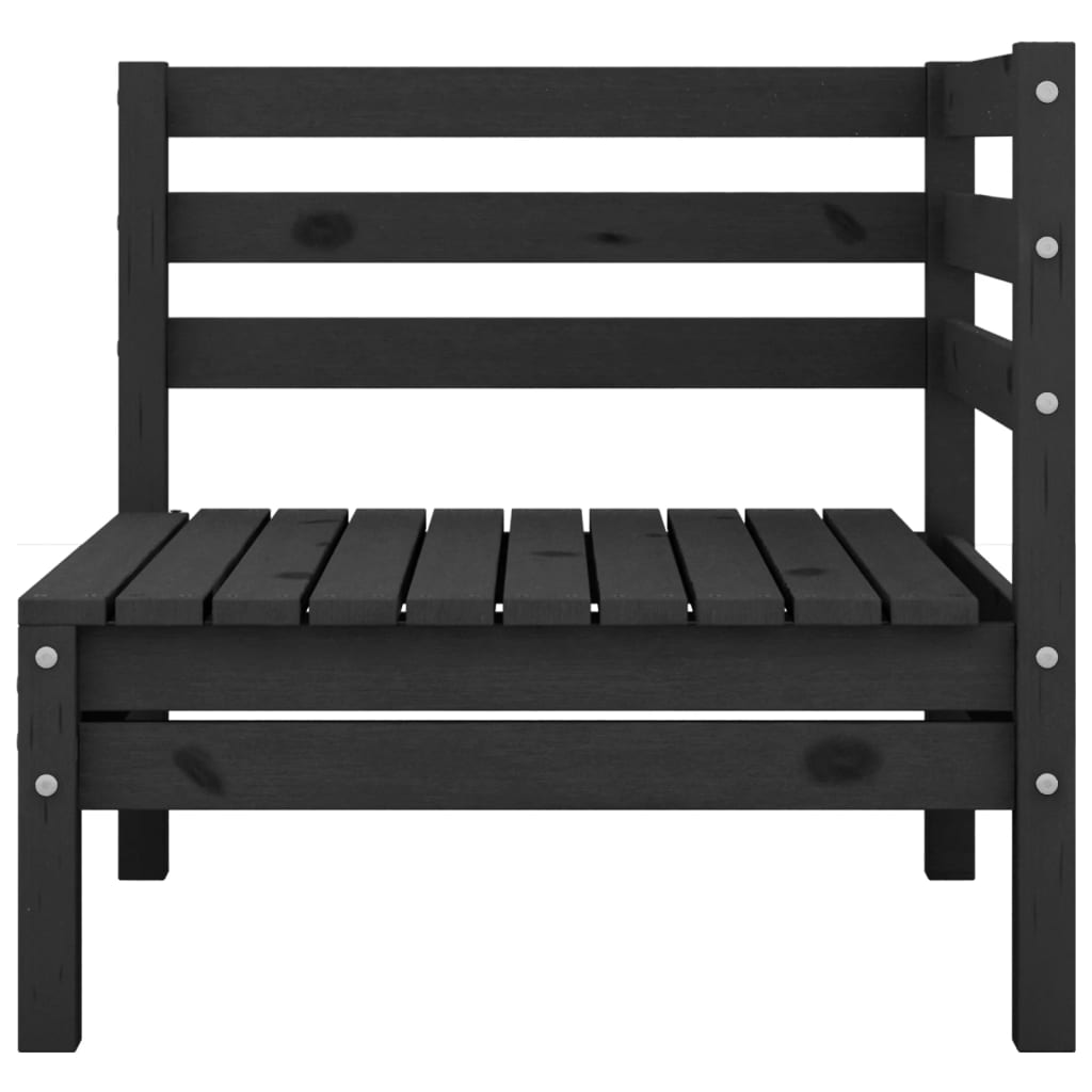 Garden corner sofa, black, solid pine wood