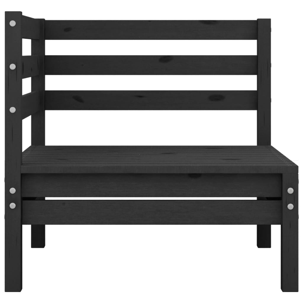 Garden corner sofa, black, solid pine wood