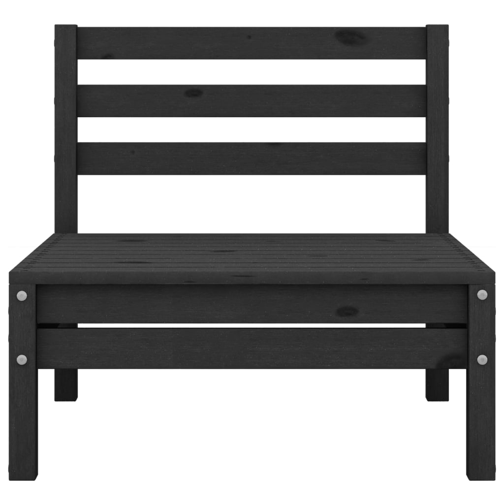 Medium garden sofa, black, solid pine wood