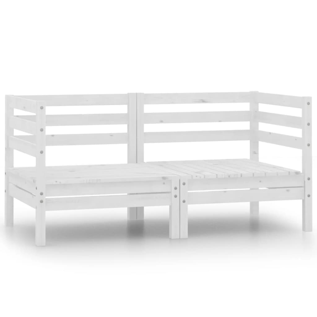 Corner sofas for the garden, 2 pcs., white, solid pine wood