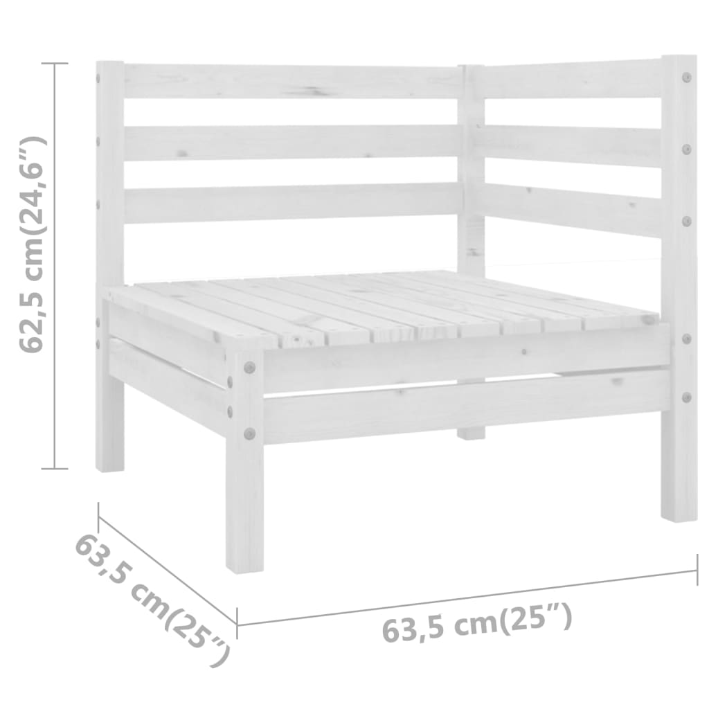 Corner sofas for the garden, 2 pcs., white, solid pine wood