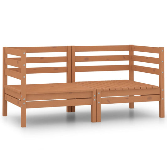 Garden corner sofas, 2 pcs., honey brown, solid pine wood