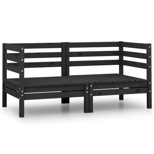 Corner sofas for the garden 2 pcs. black solid pine wood