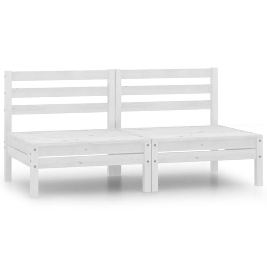 Medium sofas for the garden, 2 pcs., white, solid pine wood
