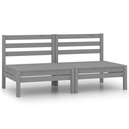 Medium sofas for the garden, 2 pcs., gray, solid pine wood