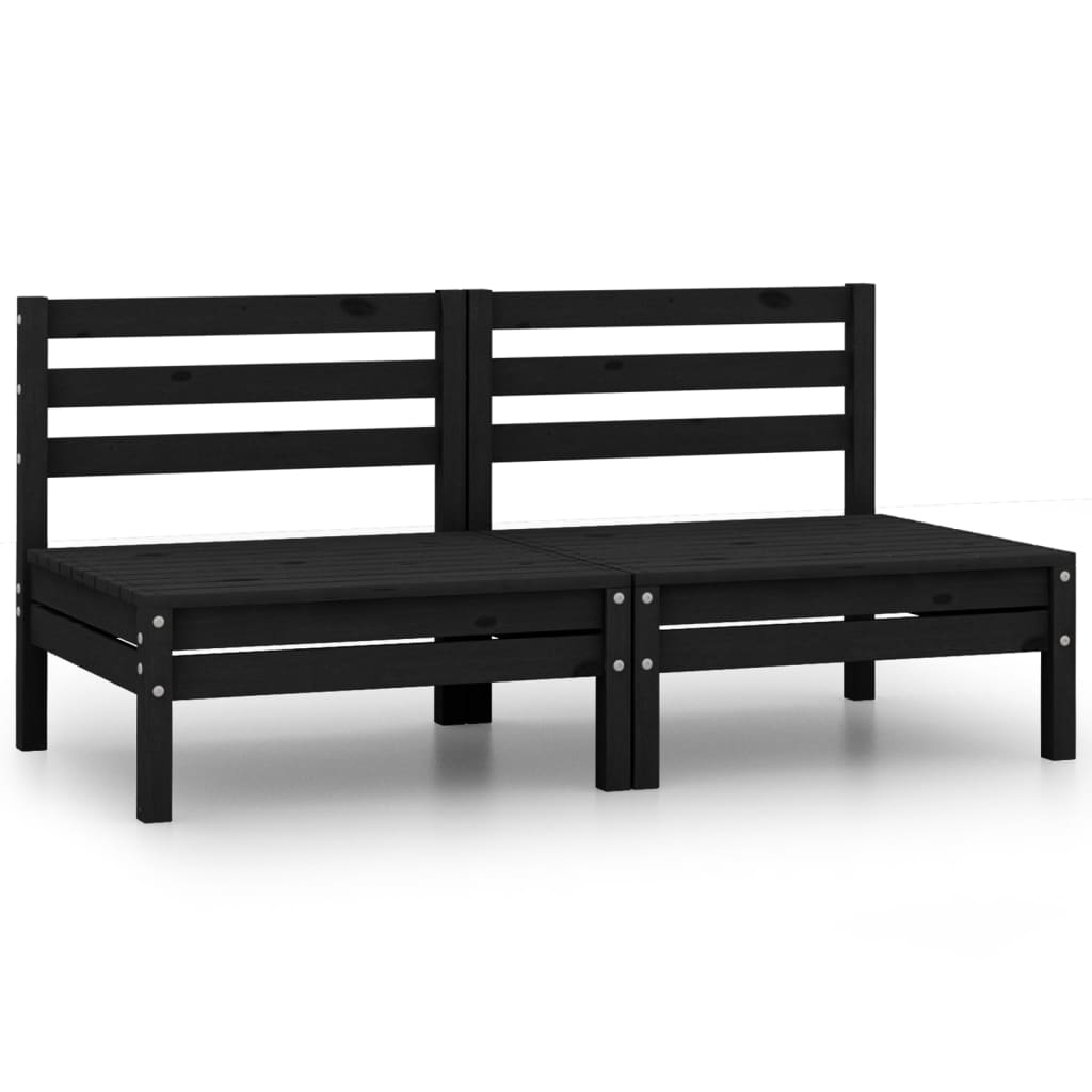 Garden center sofas, 2 pcs., black, solid pine wood