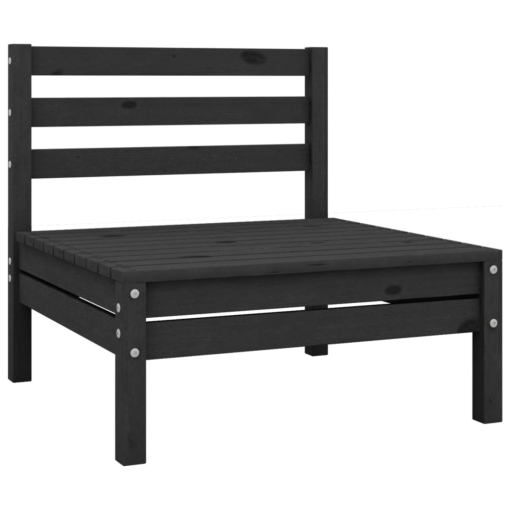 Garden center sofas, 2 pcs., black, solid pine wood