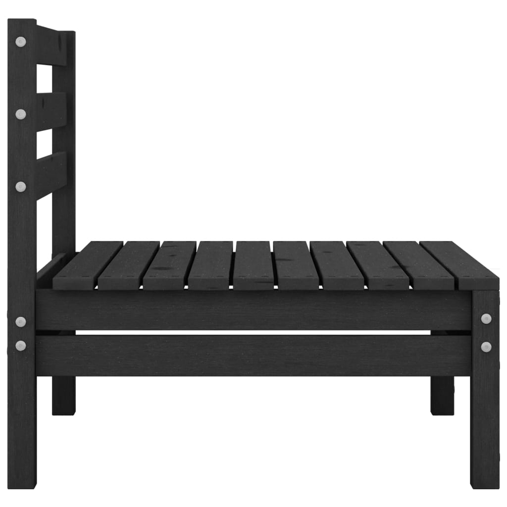 Garden center sofas, 2 pcs., black, solid pine wood