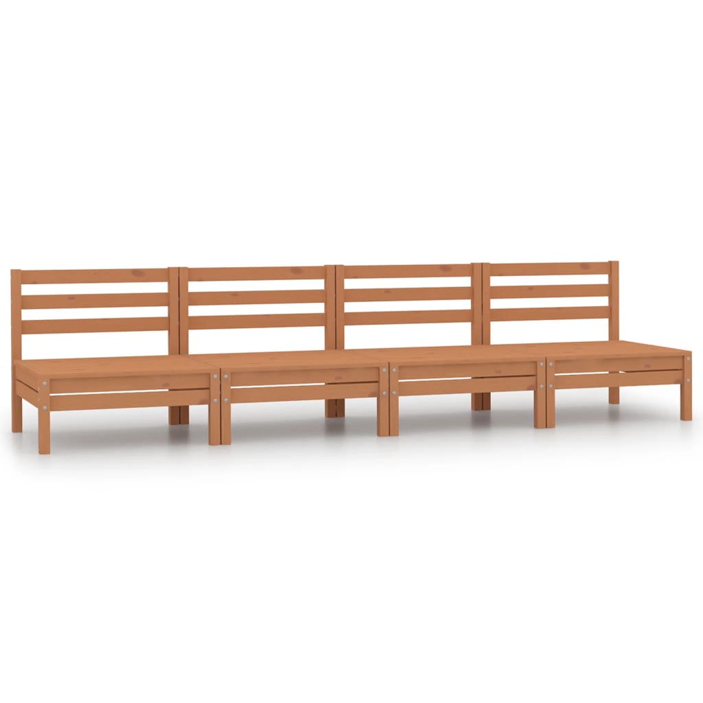 Garden sofas 4 pcs. honey brown solid pine wood