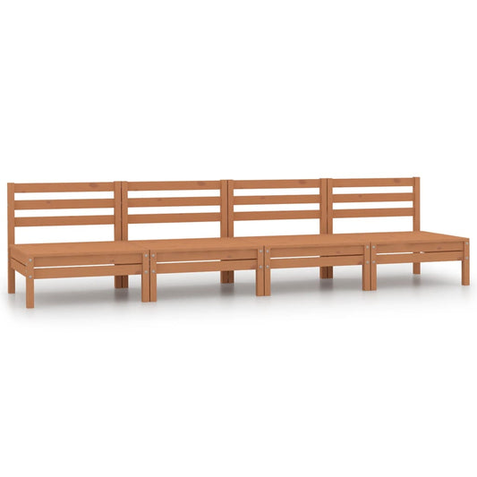 Garden sofas 4 pcs. honey brown solid pine wood