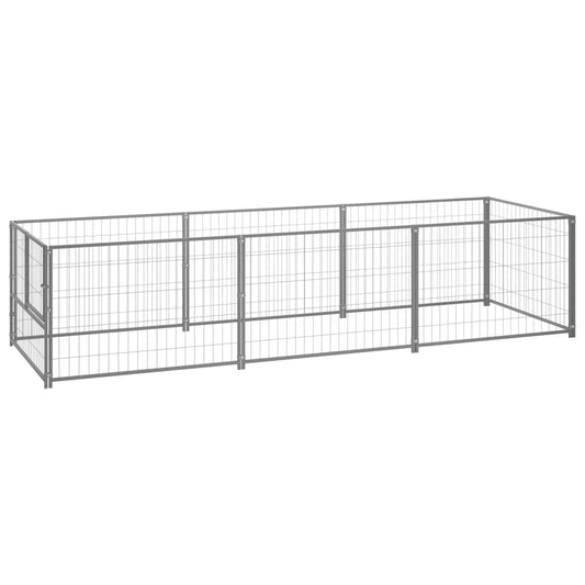 Dog pen, silver, 3 m², steel