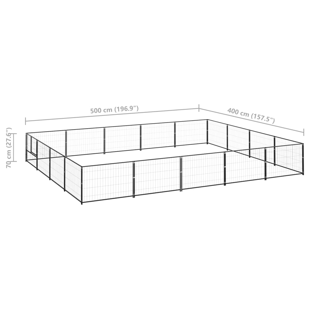 Dog paddock, black, 20 m², steel