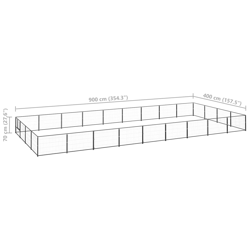 Dog paddock, black, 36 m², steel