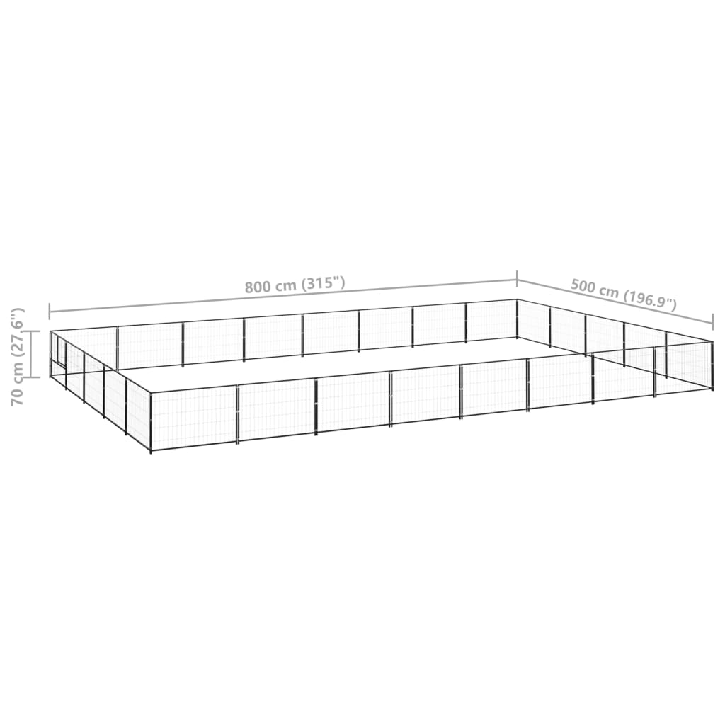 Dog paddock, black, 40 m², steel