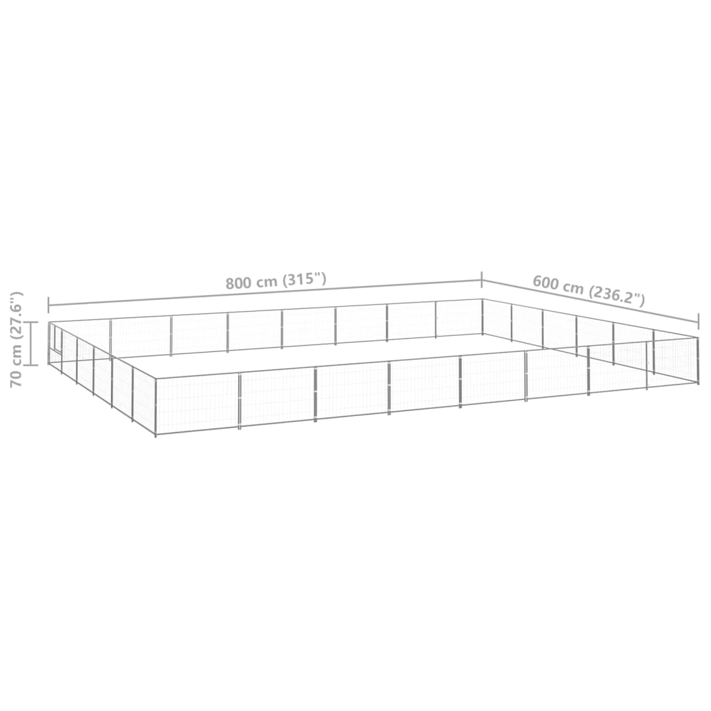 Dog paddock, silver, 48 m², steel